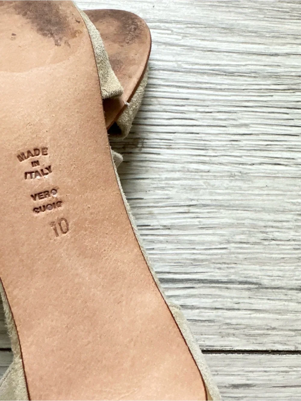 Butter Beige Suede Open Toe Heels Size 10
